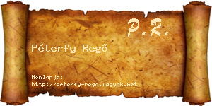 Péterfy Regő névjegykártya